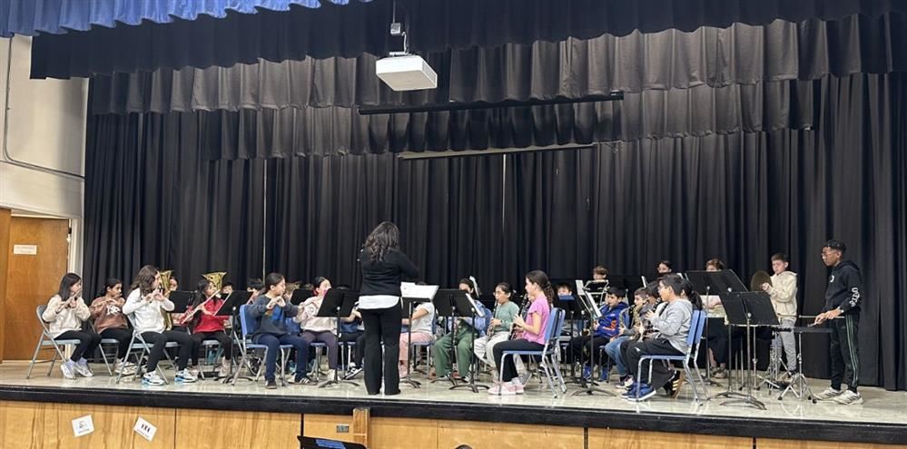  The Senior Band performing on a stage.